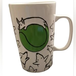 Starbucks Ceramic Coffee Mug Cup 2015 Doodle Dogs Sketch 16oz Green Tennis Ball